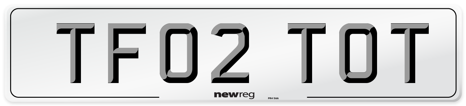 TF02 TOT Number Plate from New Reg